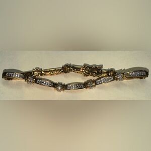 Signed RSE Seeman Sterling 925 Gold Wash Vermeil Micro Pave CZ Bracelet 7in 5mm